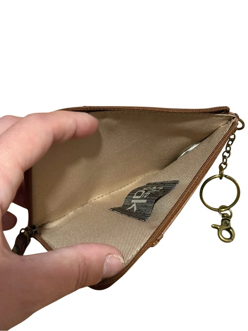 The sak Brown Leather Zip Card Holder with Keychain